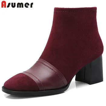 ASUMER black fashion spring autumn shoes woman square toe zip ankle boots ladies genuine leather boots thick high heels boots
ASUMER black fashion spring autumn shoes woman square toe zip ankle boots ladies genuine leather boots thick high heels boots