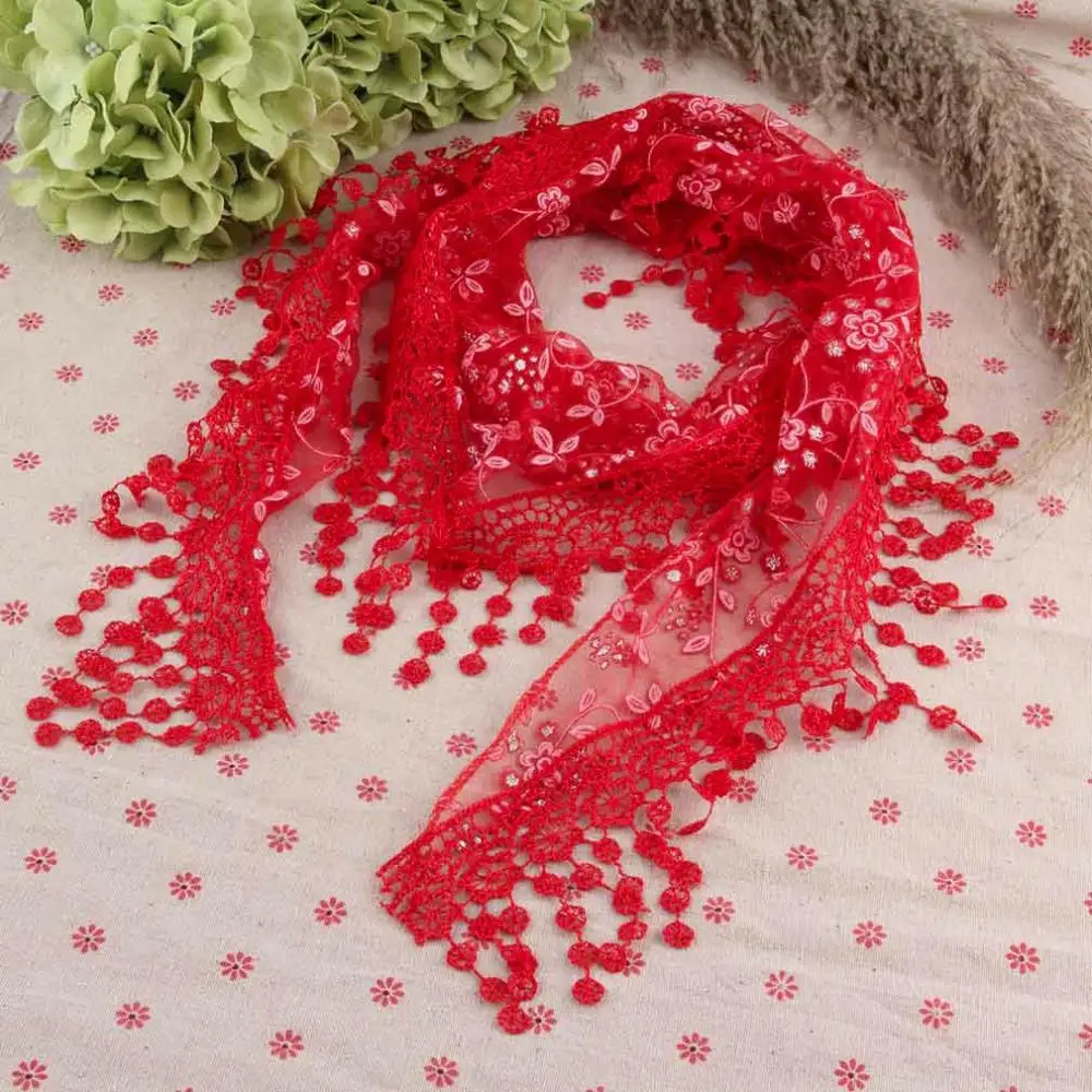 OUTAD Summer Lady Lace Tassel Triangle Scarf Sheer Metallic Women Bandage Floral Scarves Shawl Girls Bufanda Mujer
OUTAD Summer Lady Lace Tassel Triangle Scarf Sheer Metallic Women Bandage Floral Scarves Shawl Girls Bufanda Mujer