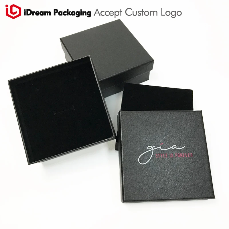 

Business packaging Custom made 100pcs with logo printing service on Foam velvet insert Gift box with Lid