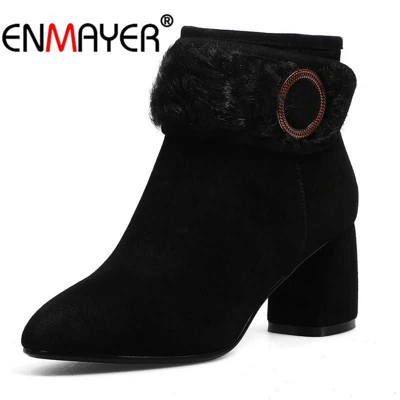 ENMAYER Women Ankle Boots Size 34-39 Causal High Heels Thick Heels Fashion Boots Square Toe Shoes woman Zip Buckle strap CR1130
ENMAYER Women Ankle Boots Size 34-39 Causal High Heels Thick Heels Fashion Boots Square Toe Shoes woman Zip Buckle strap CR1130