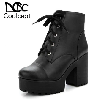 Coolcept High Platform Women Ankle Boots Winter Keep Warm Fur High Heel Boots Classic Round Toe Lace Up Shoes Women Size 33-43
Coolcept High Platform Women Ankle Boots Winter Keep Warm Fur High Heel Boots Classic Round Toe Lace Up Shoes Women Size 33-43