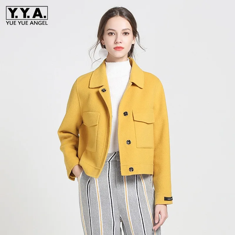 Top Brand Double-faced Wool Short Coats Women Fall Winter Elegant Solid Yellow Slim Long Sleeve Jacket Outwear Femme S-L
Top Brand Double-faced Wool Short Coats Women Fall Winter Elegant Solid Yellow Slim Long Sleeve Jacket Outwear Femme S-L