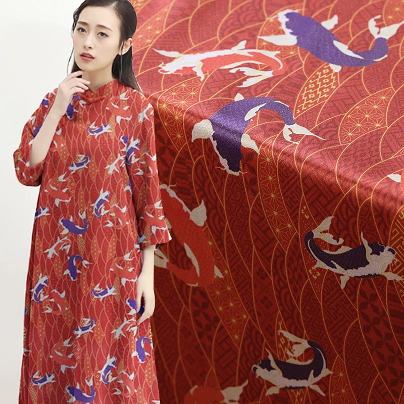 140CM 30MM Lucky Fishes Print Dark Red Heavy Silk Fabric for Spring and Autumn Suit Dress Shirt Clothes Pants B127
140CM 30MM Lucky Fishes Print Dark Red Heavy Silk Fabric for Spring and Autumn Suit Dress Shirt Clothes Pants B127