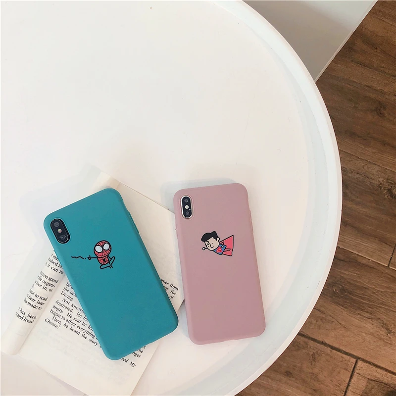 Lovely solid color superman Spider Man soft shell phone Case For Apple iphone 6 6s 7 8 Plus X XS XR MAX
Lovely solid color superman Spider Man soft shell phone Case For Apple iphone 6 6s 7 8 Plus X XS XR MAX