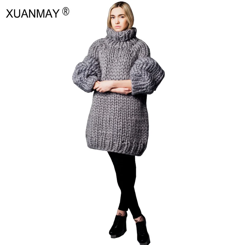 XUANMAY Women's Sweater custom made Fashion Pure Hand-made 5XL Large size Sweater Winter Thick Warm High-necked Black Sweater
XUANMAY Women's Sweater custom made Fashion Pure Hand-made 5XL Large size Sweater Winter Thick Warm High-necked Black Sweater