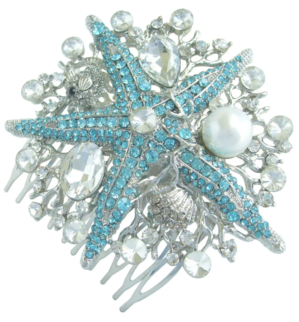 Pretty Pearl Rhinestone Crystal Blue Starfish Bridal Hair Comb Wedding Headpiece FSE06412C2
Pretty Pearl Rhinestone Crystal Blue Starfish Bridal Hair Comb Wedding Headpiece FSE06412C2