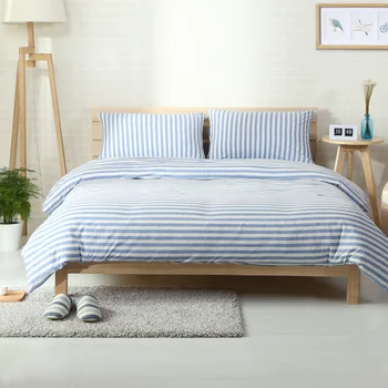 4pcs 100% Cotton Jersey Knitt sheets light blue and white stripe duvet cover solid blue color fitted sheet elastic rubber around
4pcs 100% Cotton Jersey Knitt sheets light blue and white stripe duvet cover solid blue color fitted sheet elastic rubber around