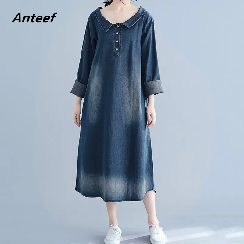 long sleeve cotton vintage plus size women casual loose long spring autumn denim shirt dress elegant clothes 2019 ladies dresses
long sleeve cotton vintage plus size women casual loose long spring autumn denim shirt dress elegant clothes 2019 ladies dresses