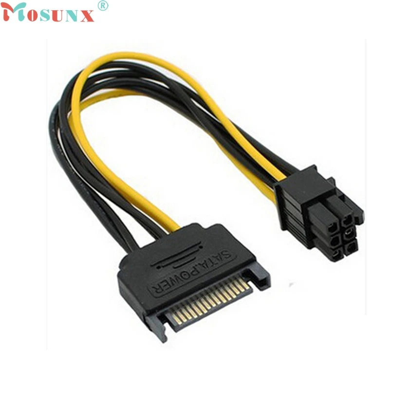 SATA Power Cable 15 Pin To 6 Pin PCI EXPRESS PCI-E Sata Graphics Converter Adapter Video Card Power Cable Cord
SATA Power Cable 15 Pin To 6 Pin PCI EXPRESS PCI-E Sata Graphics Converter Adapter Video Card Power Cable Cord