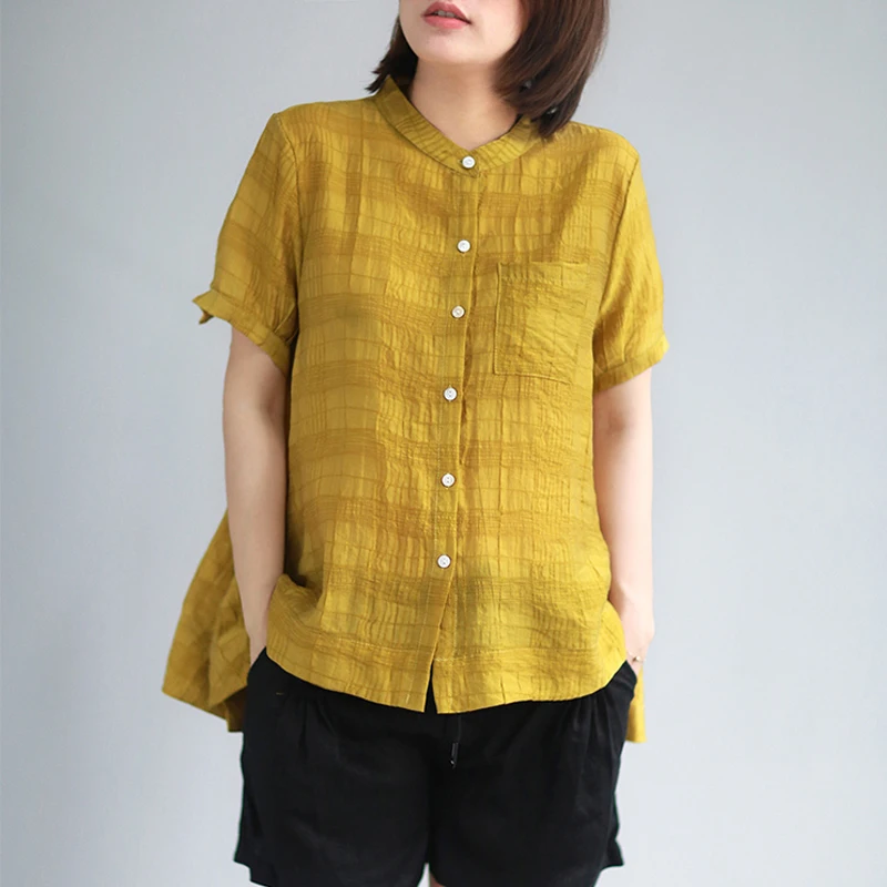 Johnature Women A-Line Shirts And Blouses 2019 Summer New Stand Short Sleeve Pockets Button Casual Cotton Linen Tops Women Shirt
Johnature Women A-Line Shirts And Blouses 2019 Summer New Stand Short Sleeve Pockets Button Casual Cotton Linen Tops Women Shirt