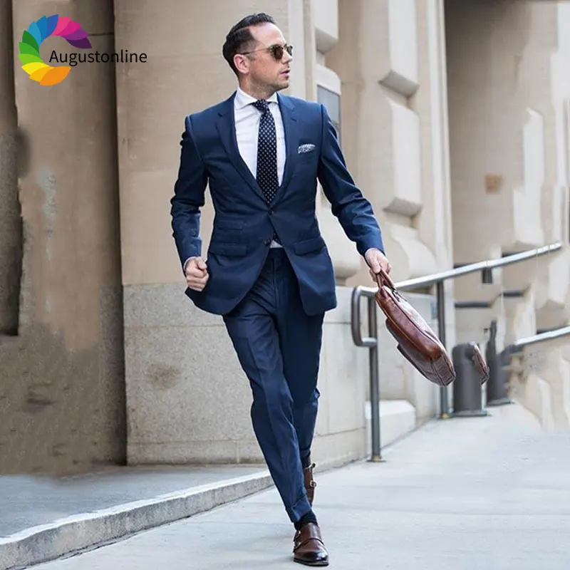 Custom Made Navy Blue Men's Suit Classic Business Terno Masculino Slim Fit Groom Tuxedos Costume Homme 2 Pieces Jacket Pants
Custom Made Navy Blue Men's Suit Classic Business Terno Masculino Slim Fit Groom Tuxedos Costume Homme 2 Pieces Jacket Pants