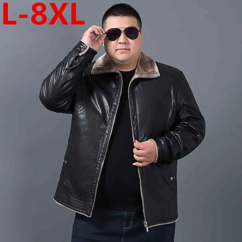 

Plus size 10XL 8XL 6XL 5X Winter Mens Genuine Leather Jacket Brand Clothing Sheepskin Coat Rex Rabbit Fur Parka with Mink Collar