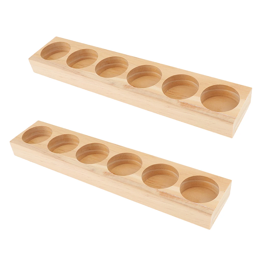 2pcs NATURAL WOOD Aromatherapy Perfume Essential Oil Display Storage Organizer Rack Stand Holder for 6pcs 15ml Bottles