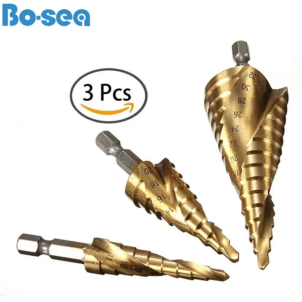 3Pcs Large HSS Steel Titanium Step Drill Bit Spiral Metric 30 Sizes 4-12/20/32mm
3Pcs Large HSS Steel Titanium Step Drill Bit Spiral Metric 30 Sizes 4-12/20/32mm
