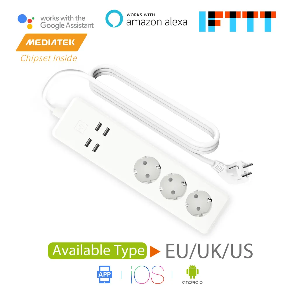 Smart WiFi Surge Protector, Alexa & Google Assistant & IFTTT Supported, App Remote Control Meross MSS425EEU
Smart WiFi Surge Protector, Alexa & Google Assistant & IFTTT Supported, App Remote Control Meross MSS425EEU