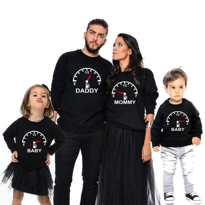 Matching Tshirt Father Mother Baby Family Sweater Outfits Daddy Mommy and Me Pullover Family Look Black Refueling Meter Print
Matching Tshirt Father Mother Baby Family Sweater Outfits Daddy Mommy and Me Pullover Family Look Black Refueling Meter Print
