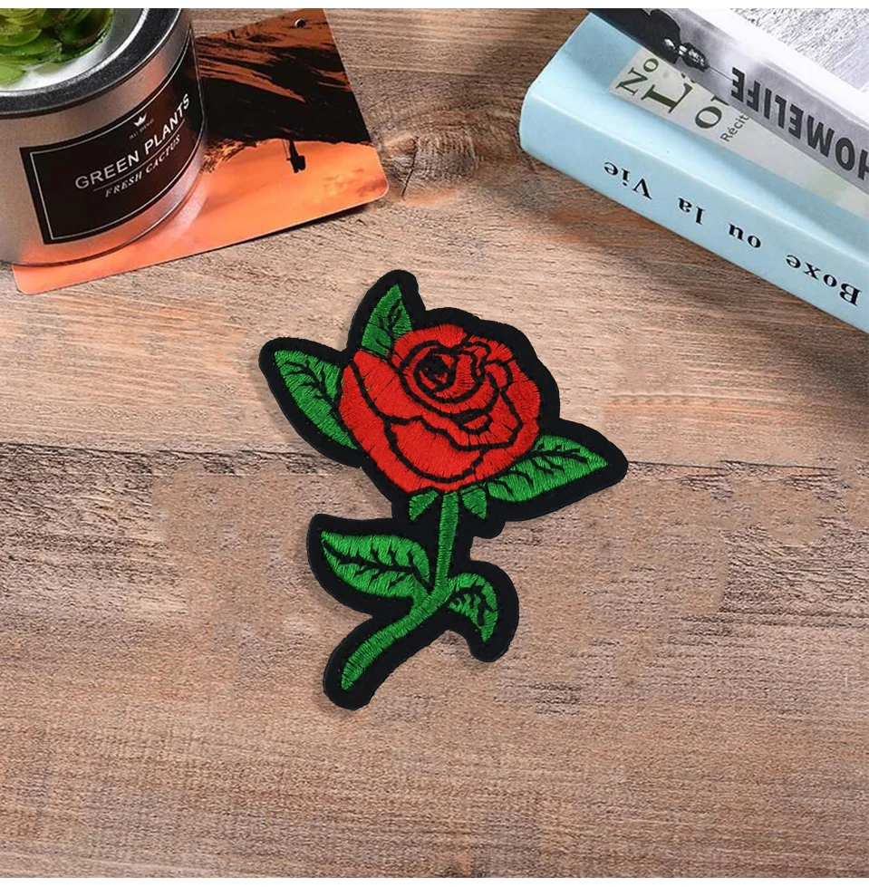 Embroidery Iron Flower Patches For Clothing Blue Red Embroidered 3D Flower Applique Parche Patches For Dress Large Small (10)