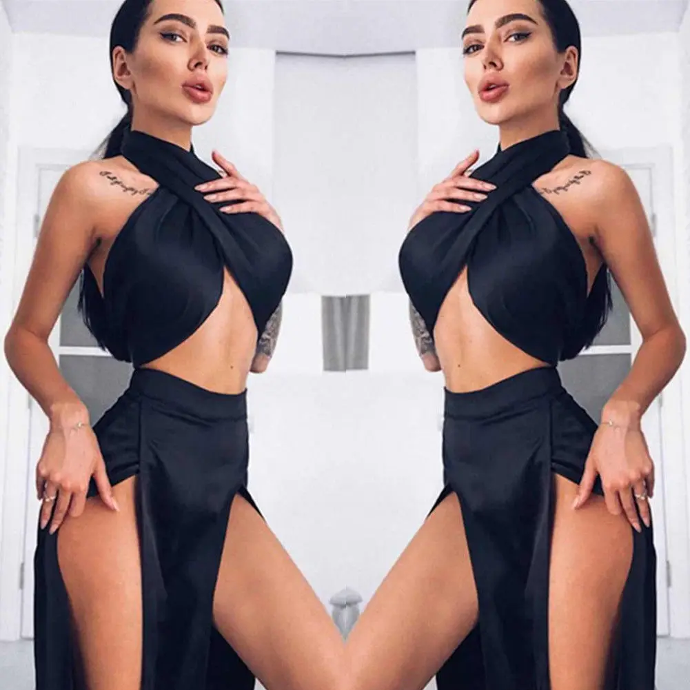 2pcs Women's Sexy Split Wide Leg Jogger Pant Sexy Loose Party Cocktail Suit Erotic sexy Bifurcation Strap Two-piece
2pcs Women's Sexy Split Wide Leg Jogger Pant Sexy Loose Party Cocktail Suit Erotic sexy Bifurcation Strap Two-piece