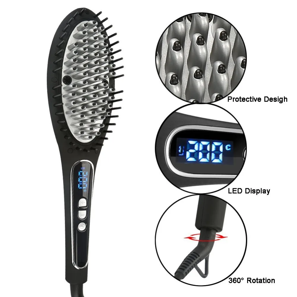 Fashion Women lcd display Ceramic Electric Digital Control Antiscaled Brush Fast Hair Straightener Brush Comb Irons
Fashion Women lcd display Ceramic Electric Digital Control Antiscaled Brush Fast Hair Straightener Brush Comb Irons