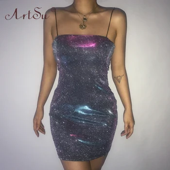 ArtSu Fashion Blingbling Glitter Sexy Club Dress Bodycon Women Strap Summer Sequin Dress Slash Neck Skinny Party Robe Femme 2019
ArtSu Fashion Blingbling Glitter Sexy Club Dress Bodycon Women Strap Summer Sequin Dress Slash Neck Skinny Party Robe Femme 2019
