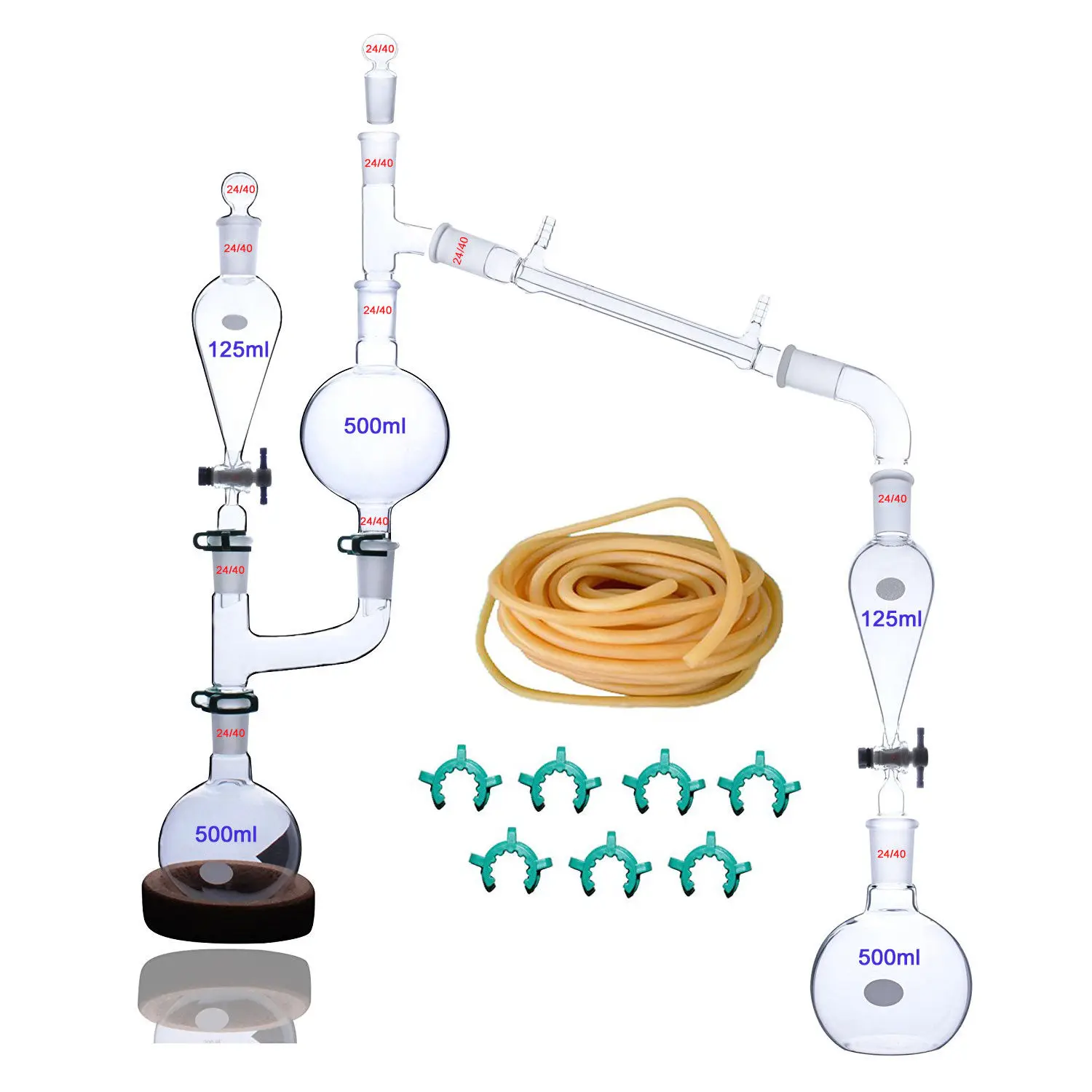 25 Pcs/set New Lab Essential Oil Steam Distillation Apparatus Glassware Kits Water Distiller Purifier w/Separators Funnel
25 Pcs/set New Lab Essential Oil Steam Distillation Apparatus Glassware Kits Water Distiller Purifier w/Separators Funnel