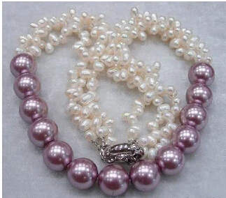 3 Rows White Pearl & Purple South Sea Shell Pearl 18KWGP Clasp Necklace AAA style Fine Noble real Natural free shipping
3 Rows White Pearl & Purple South Sea Shell Pearl 18KWGP Clasp Necklace AAA style Fine Noble real Natural free shipping