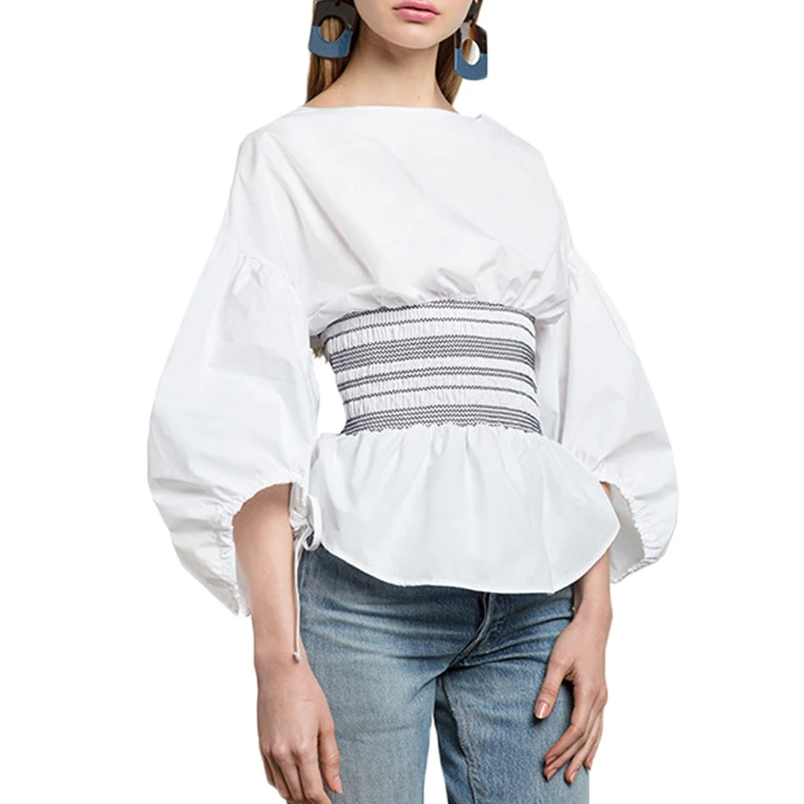 Long Lantern Sleeve white blouse Women shirt Slim Waist Elegant womens tops and blouses Back Zipper Casual ladies tops 2019
Long Lantern Sleeve white blouse Women shirt Slim Waist Elegant womens tops and blouses Back Zipper Casual ladies tops 2019