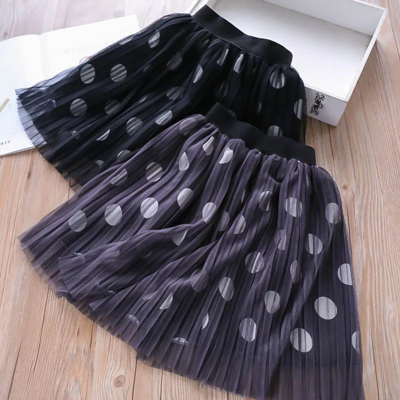 Cute Girls Dot Print Pleated Tulle Skirts Black Gray Color Ruffles Sweet Kids Holiday Fashion Tutu Skirts
Cute Girls Dot Print Pleated Tulle Skirts Black Gray Color Ruffles Sweet Kids Holiday Fashion Tutu Skirts