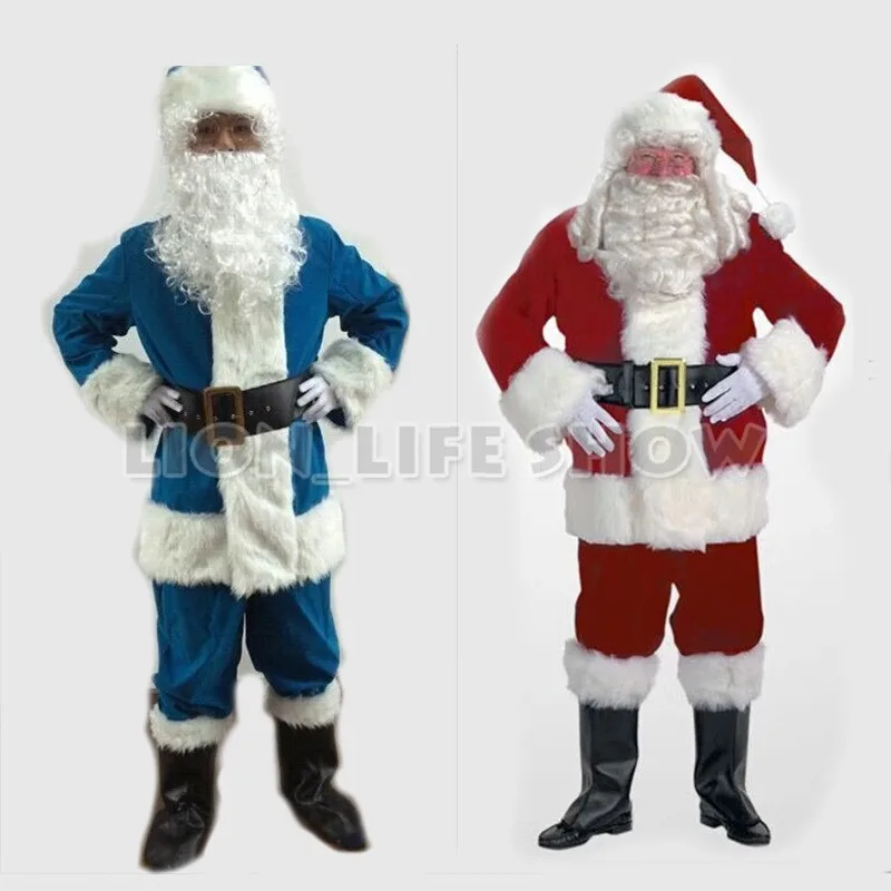 Cosplay&ware Red Blue Christmas Costumes Santa Claus 4 Size 9 Piecesset 15 Cosplay&ware Red Blue Christmas Costumes Santa Claus 4 Size 9 Piecesset -Cosplayware Store