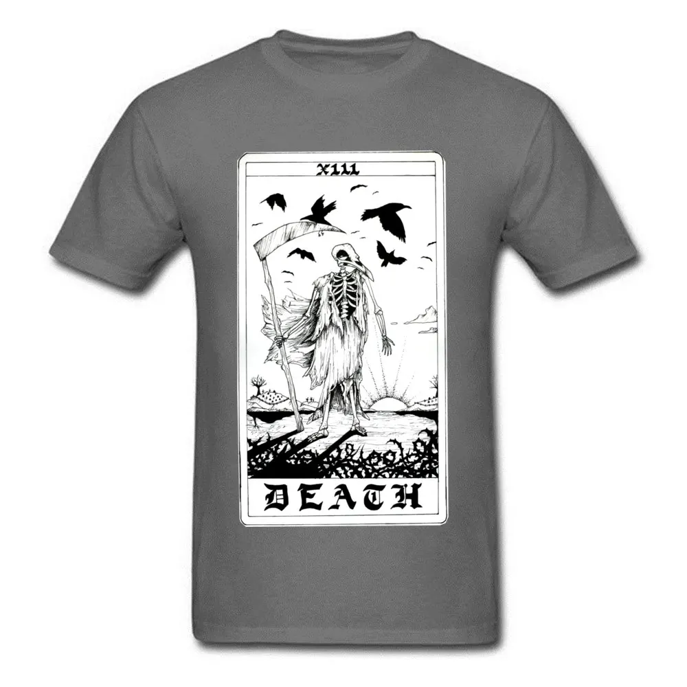 100% Cotton Youth Short Sleeve Death Tarot Card T Shirts Casual Tops & Tees Retro Design O-Neck Tee Shirts Free Shipping Death Tarot Card carbon