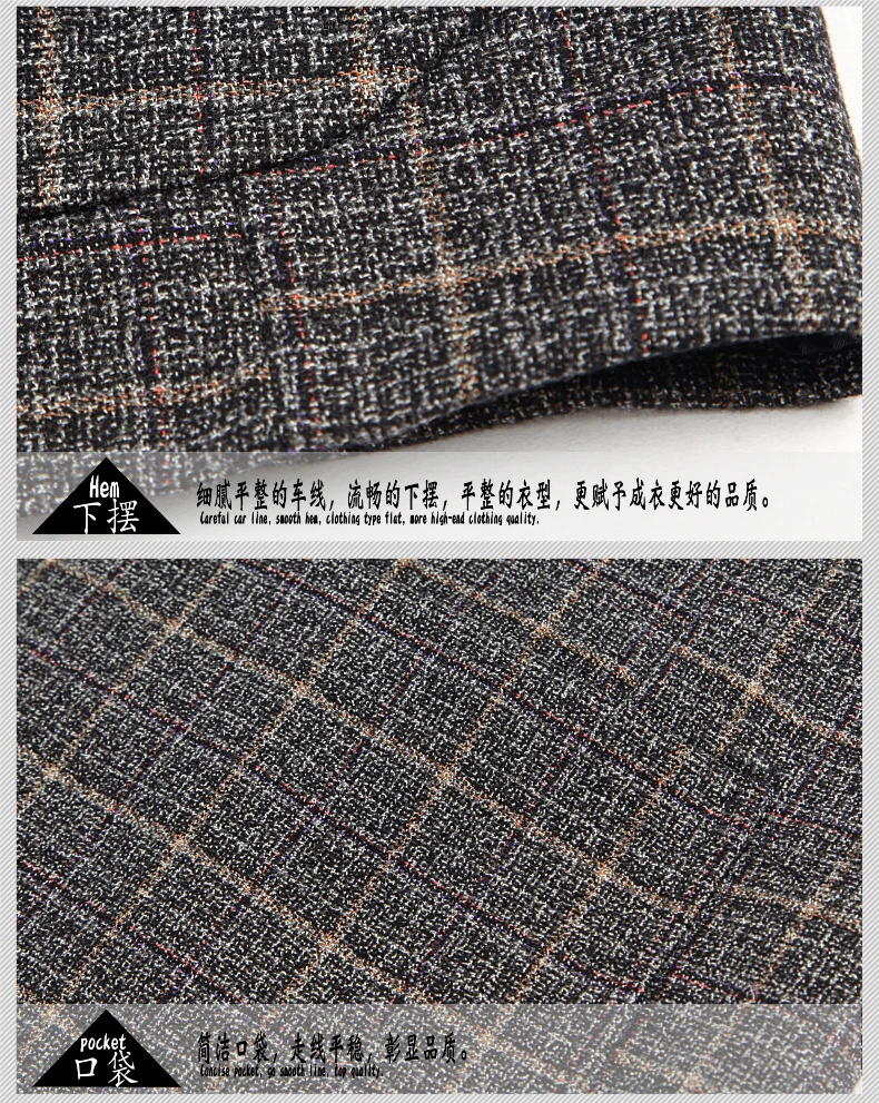 WAEOLSA Spring Autumn Men Plaid Blazers Blue Gray Suit Jackets Man Elegance Blazer Hombre Check Texture Tailored Jackets Male Outfits (1)