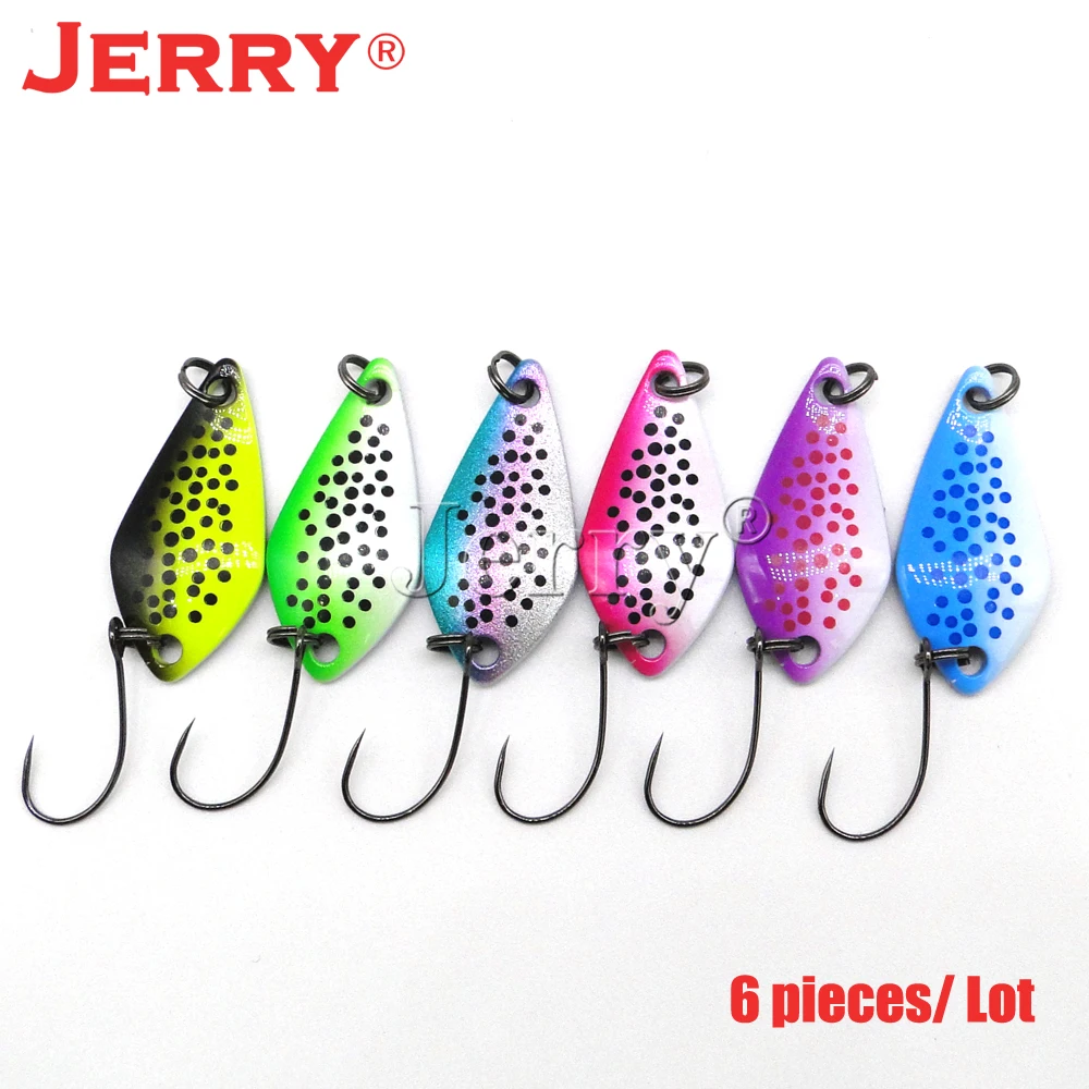 Jerry 6pcs 2.5g 3.5g Quality fishing lure salmon trout pike micro ultralight metal casting spoon bright colors single hook pesca
Jerry 6pcs 2.5g 3.5g Quality fishing lure salmon trout pike micro ultralight metal casting spoon bright colors single hook pesca