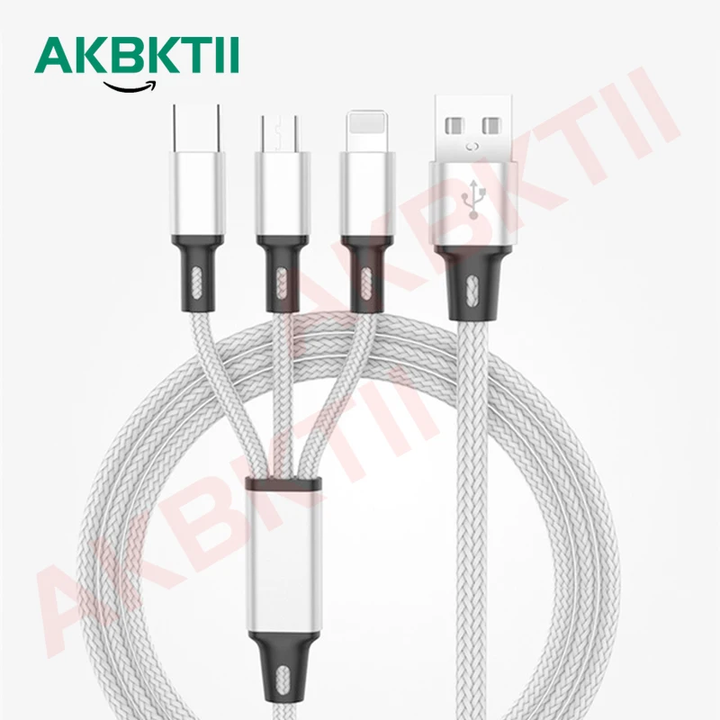 AKBKTII USB Charger Cable For iPhone XS X 8 7 Charging 3 in 1 Micro USB Cable USB C Type C Cable For Samsung note 10 S10 S9 S8
AKBKTII USB Charger Cable For iPhone XS X 8 7 Charging 3 in 1 Micro USB Cable USB C Type C Cable For Samsung note 10 S10 S9 S8