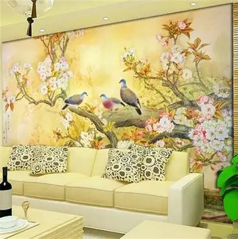 Custom 3d wallpaper Large murals TV setting wall paper wallpaper plum blossom hotel / / old person room background wall