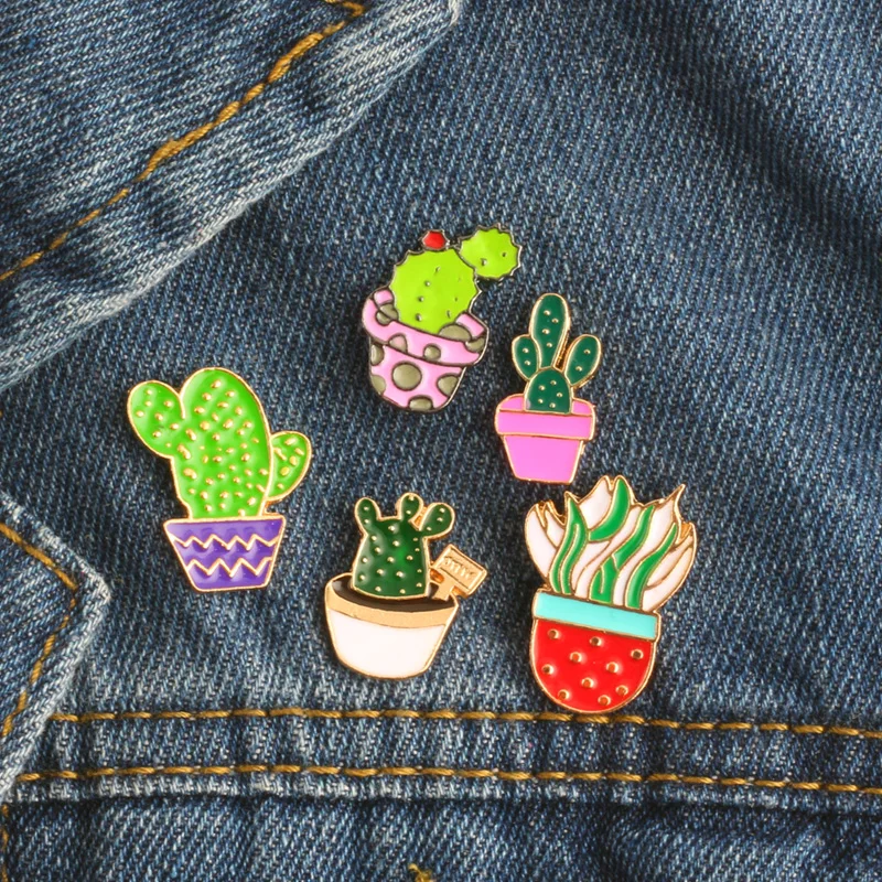 

Lovely Badge Plant Potted Collar Shoe Lips Enamel Brooches Coconut Tree Cactus Leaves Decorative Pin Clothing Cartoon Pins Badge