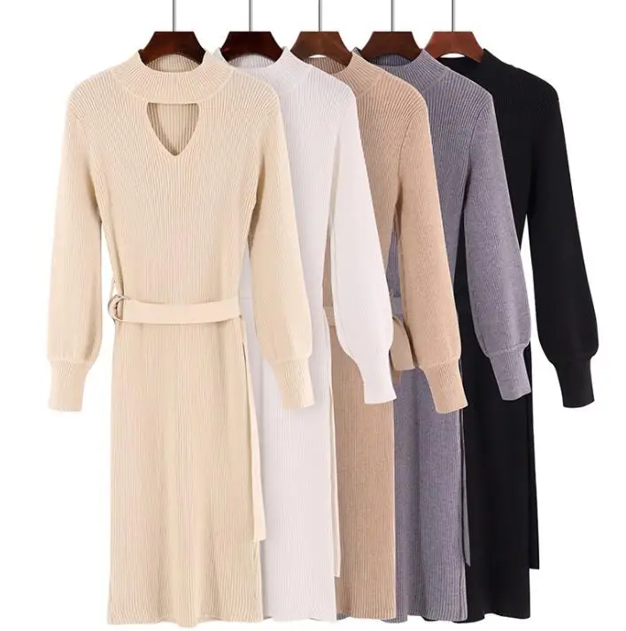 2018 Women Lantern Sleeves Belted Knit Sweater Dress Chocker Knitting Long Dresses Half Turtleneck Knit Slim Dress
2018 Women Lantern Sleeves Belted Knit Sweater Dress Chocker Knitting Long Dresses Half Turtleneck Knit Slim Dress