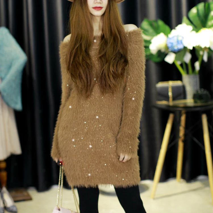 Cakucool Women Long Sleeve Long Sweaters Autumn Winter Faux Mink Hair Thick Jumper Elegant Sequined Bling Knit Pull Sweater Lady
Cakucool Women Long Sleeve Long Sweaters Autumn Winter Faux Mink Hair Thick Jumper Elegant Sequined Bling Knit Pull Sweater Lady