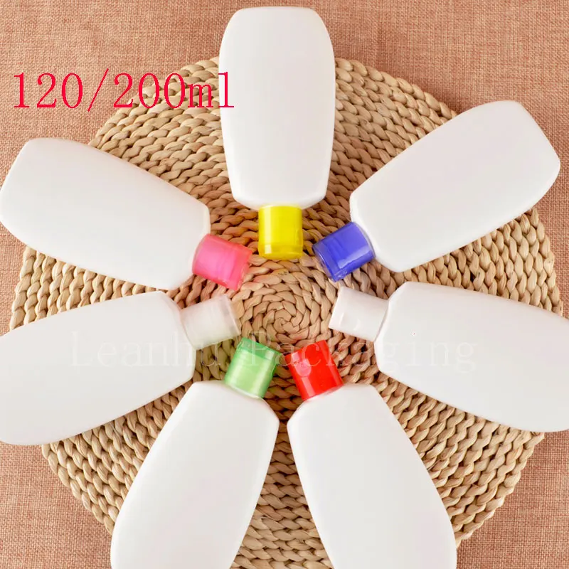 120ml 200ml white empty shampoo personal care container colored flip top cap flat plastic bottle lotion containers 30pc/ot | Красота и