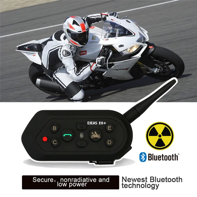 EJEAS E6 Plus 1200M Motorcycle Intercom Communicator Bluetooth Helmet Interphone Headsets VOX With Remote Control For 6 Riders 
EJEAS E6 Plus 1200M Motorcycle Intercom Communicator Bluetooth Helmet Interphone Headsets VOX With Remote Control For 6 Riders