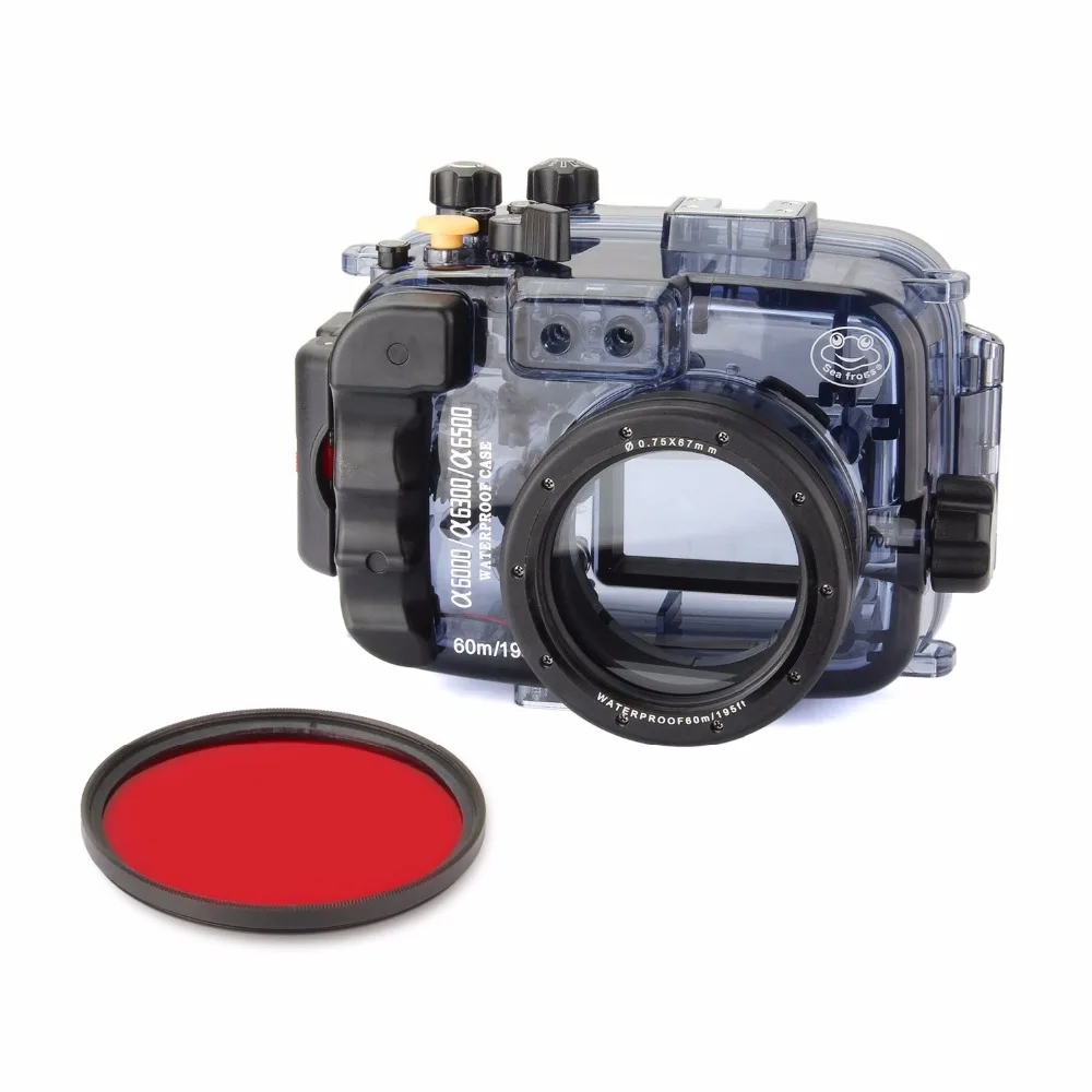 Seafrogs 60m/195ft Waterproof Underwater Camera Housing Case for Sony Alpha A6000 A6300 A6500 (Housing + Cover + Red Filter)
Seafrogs 60m/195ft Waterproof Underwater Camera Housing Case for Sony Alpha A6000 A6300 A6500 (Housing + Cover + Red Filter)