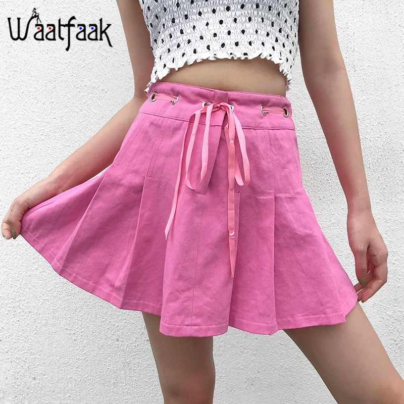 Waatfaak Solid Pink Sweat A-line Pleated Skirt Mini High Waisted Bandage Split Korean Harajuku Skirts Womens Cute Casual Jupe
Waatfaak Solid Pink Sweat A-line Pleated Skirt Mini High Waisted Bandage Split Korean Harajuku Skirts Womens Cute Casual Jupe