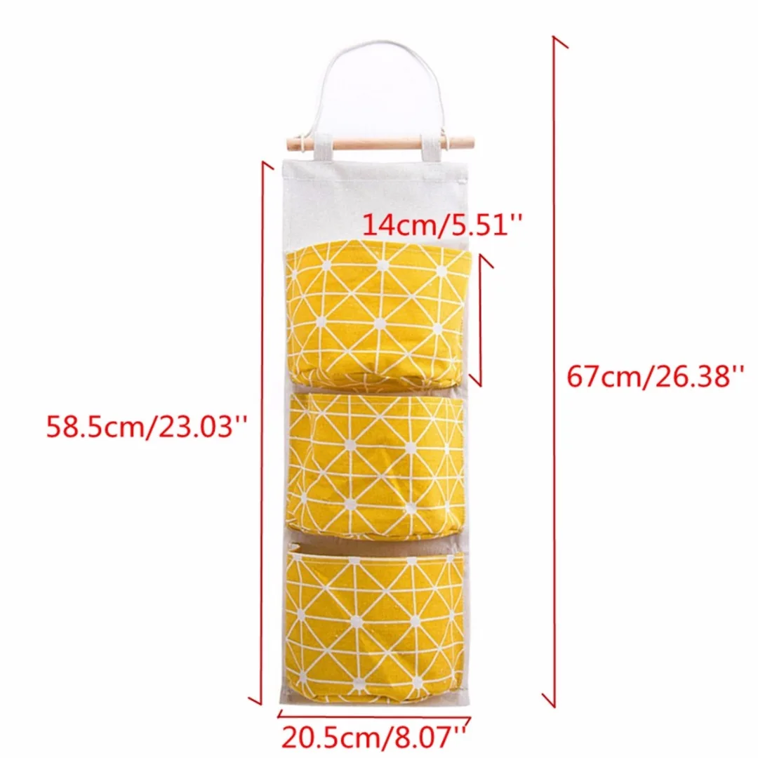 3 Grids Wall Hanging Storage Bag Organizer Container Decor Pocket Pouch Home Decor Free Drop Shipping