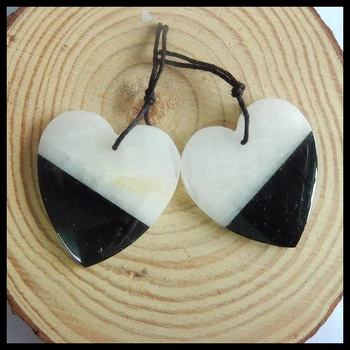 Natural Gemstone White jade with Obsidian intarsia heart shape fashion women Earrings Beads,34x32x3mm,12.4g
Natural Gemstone White jade with Obsidian intarsia heart shape fashion women Earrings Beads,34x32x3mm,12.4g