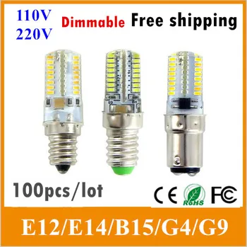 

100pcs New G9 G4 E14 E12 LED Corn Light 6W Dimmable 110V 220V SMD3014 Sillcone body Mini LED Bulb Crystal Chandelier Spot Light