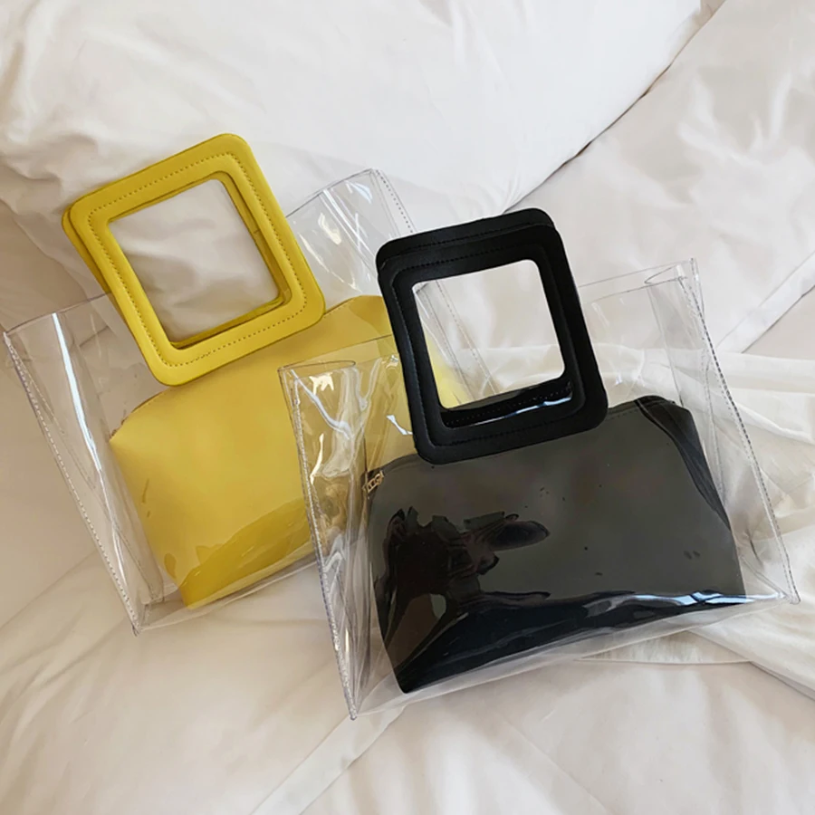 Transparent Pvc Jelly Composite Bags For Ladies High Quality Pu Leather Handle Handbag Female Daily Large Capacity Business Bag
Transparent Pvc Jelly Composite Bags For Ladies High Quality Pu Leather Handle Handbag Female Daily Large Capacity Business Bag