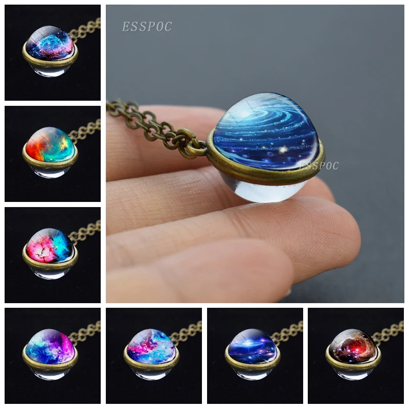 Glass Galaxy Necklace Double Galaxy Planet Photo Glass Cabochon Ball Pendant Vintage Bronze Chain Necklace Women Jewelry Gift
Glass Galaxy Necklace Double Galaxy Planet Photo Glass Cabochon Ball Pendant Vintage Bronze Chain Necklace Women Jewelry Gift