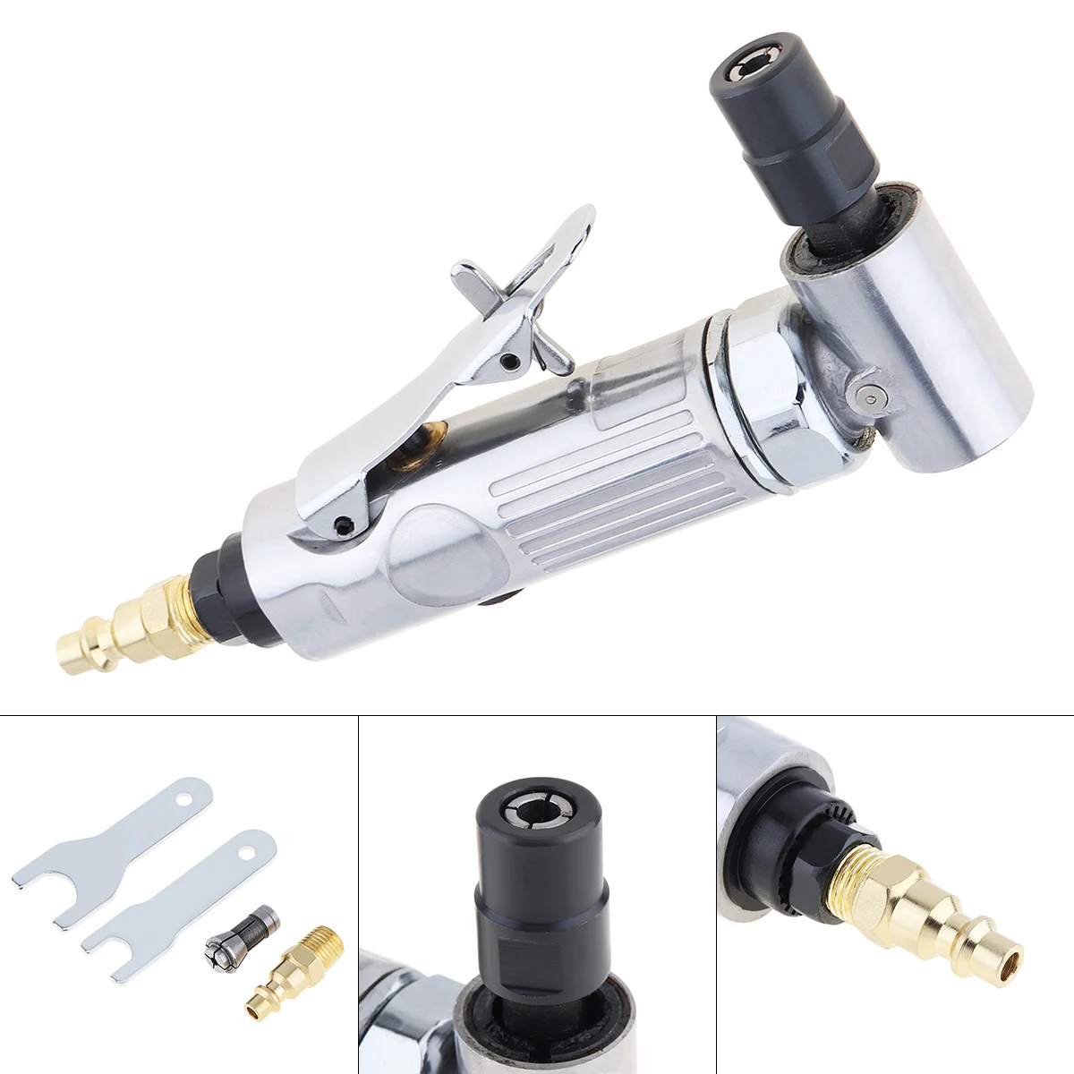 1/4 Inch & 1/8 Inch Collet Pneumatic Polished Machine with 90 Degree Curved Head and Push Switch for Small Area Grinding
1/4 Inch & 1/8 Inch Collet Pneumatic Polished Machine with 90 Degree Curved Head and Push Switch for Small Area Grinding