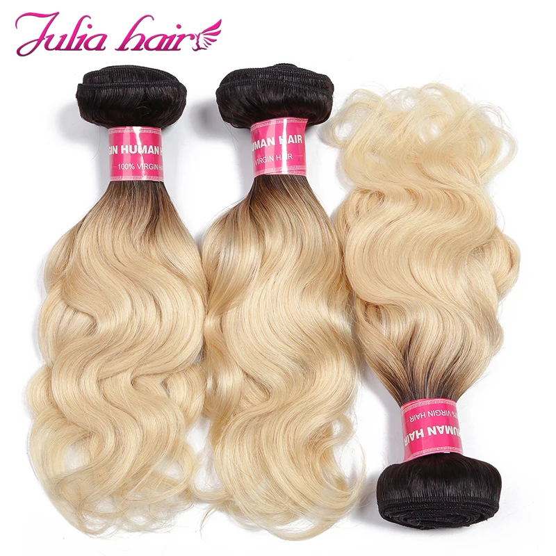 

Ali Julia Brazilian Ombre Hair T1B/613 Body Wave 100% Human Hair Weave Bundles3 Bundles Deal Remy Hair Extension Double Weft