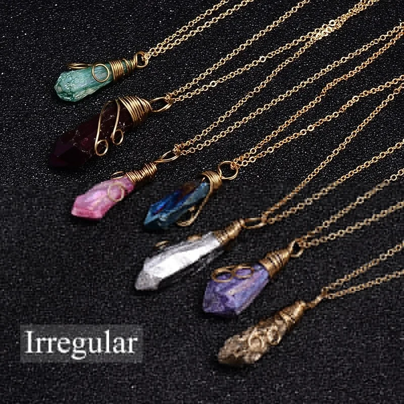 1 Pcs Handmade Colorful Wire Wrapped Raw Natural Druzy Stone Pendant Necklace for Women Pink Quartz Crystal Opal Necklaces
1 Pcs Handmade Colorful Wire Wrapped Raw Natural Druzy Stone Pendant Necklace for Women Pink Quartz Crystal Opal Necklaces