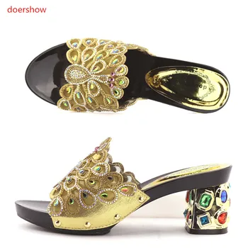 doershow Women GOLD Shoes Open Toe Ladies Sandals Shoes Party Wedding Shoes Decorated with Rhinestone Nigerian Shoes KGB1-19
doershow Women GOLD Shoes Open Toe Ladies Sandals Shoes Party Wedding Shoes Decorated with Rhinestone Nigerian Shoes KGB1-19